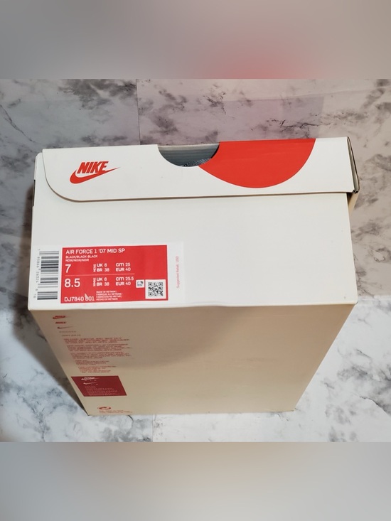 Nike Air Force 1 07 Mid SP Men’s Size 7 Black/Black-Black Brand New with Box